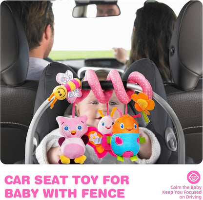 Jollybaby Baby Car Seat Stroller Toys, Plush Activity Hanging Spiral Activity Pram Crib with Music