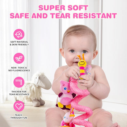 Jollybaby Baby Car Seat Stroller Toys, Plush Activity Hanging Spiral Activity Pram Crib with Music