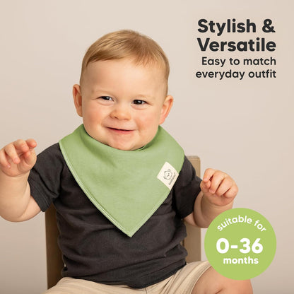 8-Pack Organic Baby Bandana Bibs for Boys, Girls - Super Absorbent Triangle Baby Bibs for Drooling