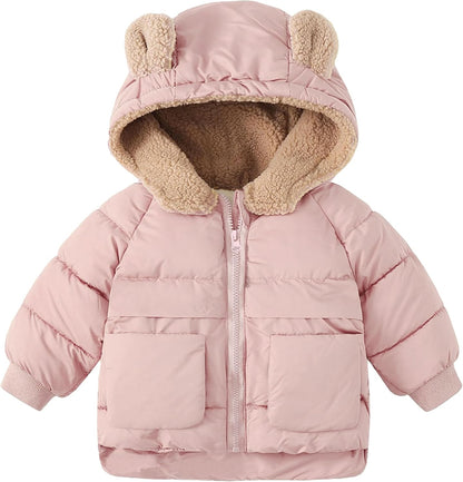 TUONROAD Baby Girls Coats for 6 Months-5 Years Toddlers Boy Winter Jacket Warm Bear Hooded Outdoor