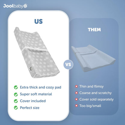 Jool Baby Soft Changing Pad + Washable Cover, Non-Slip - Fits Standard Changing Tables & Dressers