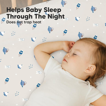 2-Pack Mini Crib Sheets Fitted - 38x26 Pack N Play Sheets for Pack and Play Mattress, Organic
