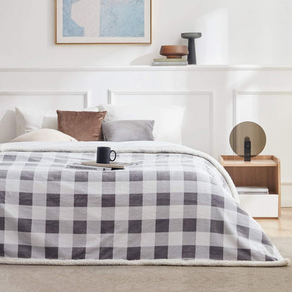Touchat Sherpa Plaid Twin Blanket 60" X 70", Fuzzy Fluffy Soft Cozy Throw Blanket, Twin Size Plush