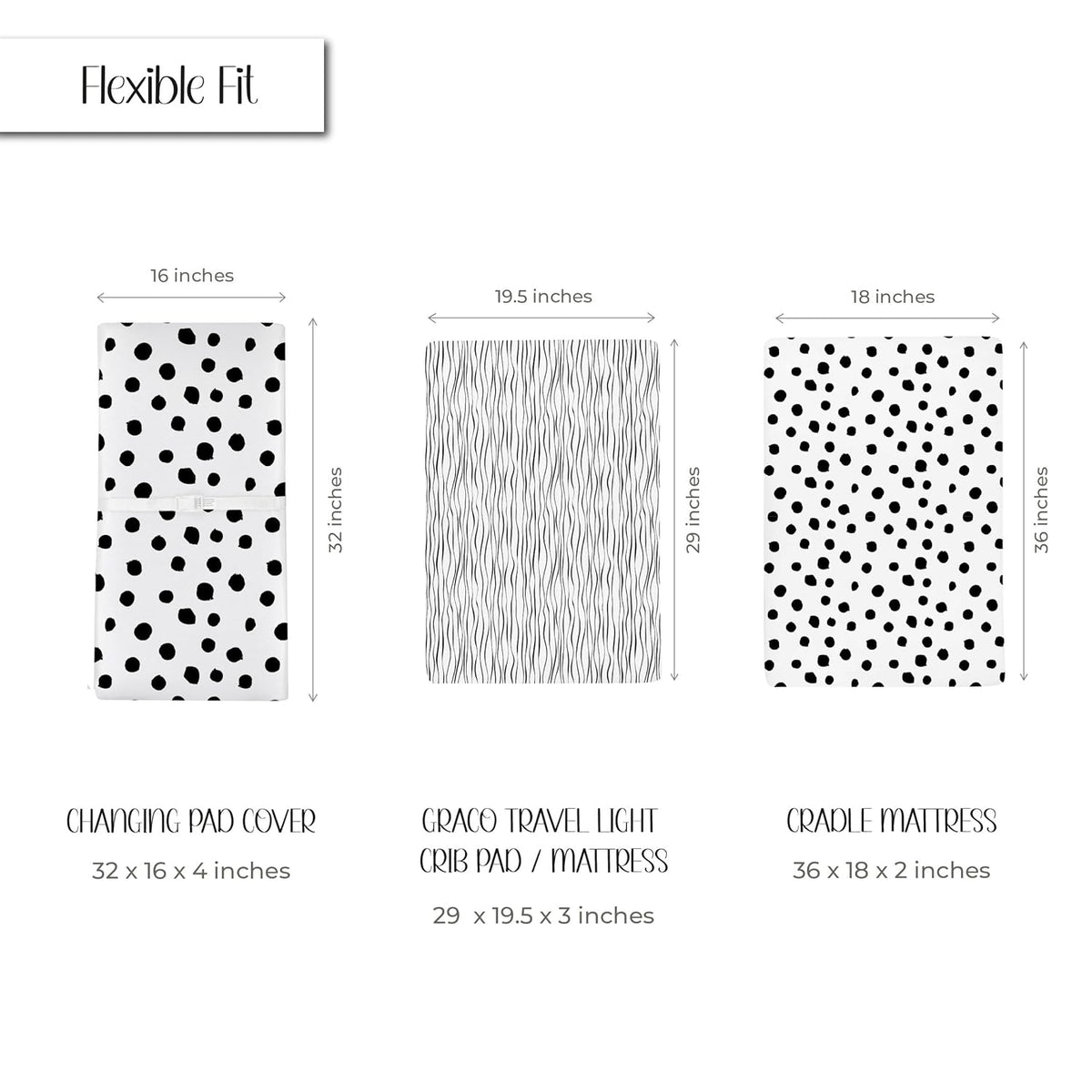 Changing Pad Cover Set | Cradle Sheet 2 Pack 100% Jersey Cotton Black and White Abstract Stripes