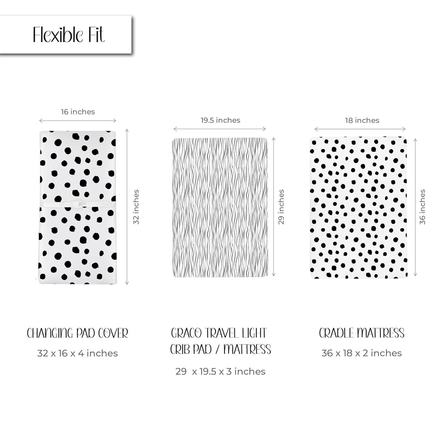 Changing Pad Cover Set | Cradle Sheet 2 Pack 100% Jersey Cotton Black and White Abstract Stripes