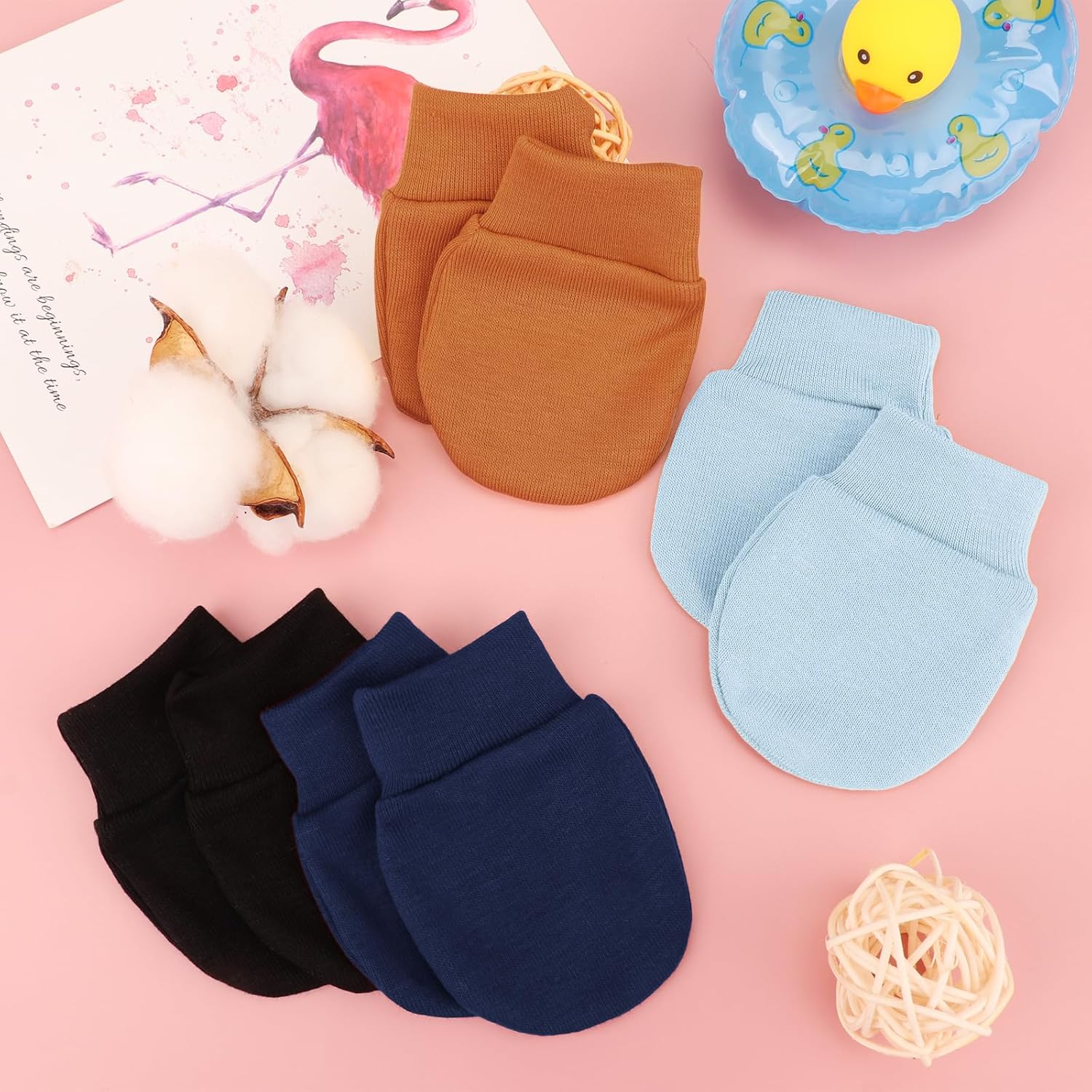 Newborn Baby Mittens No Scratch Cotton Elastic Wrist Gloves Infant Toddler Mittens for Baby Boy