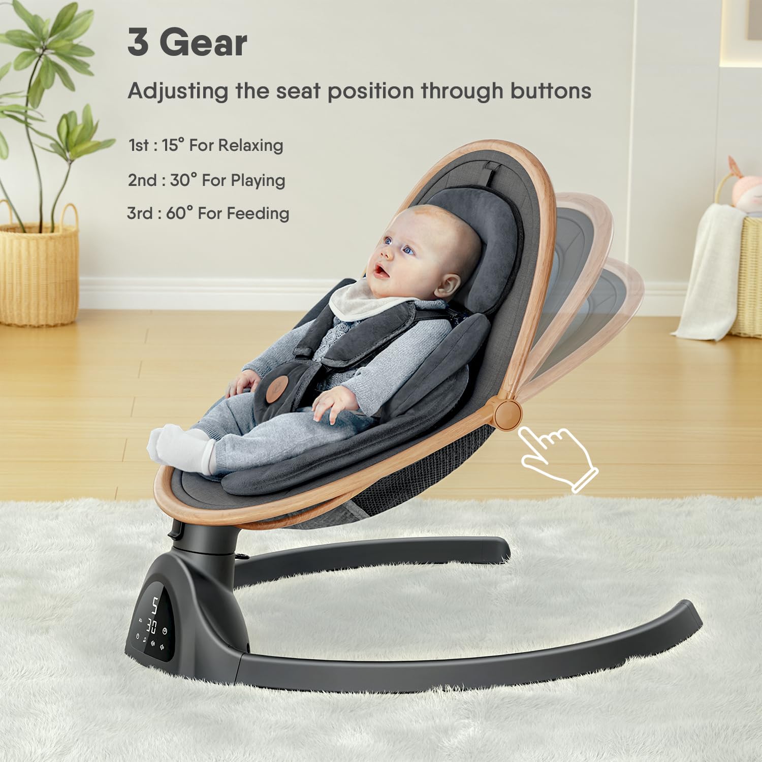 Baby Swings for Infants, Fasonbaby Infant Swing with 3 Seat Positions