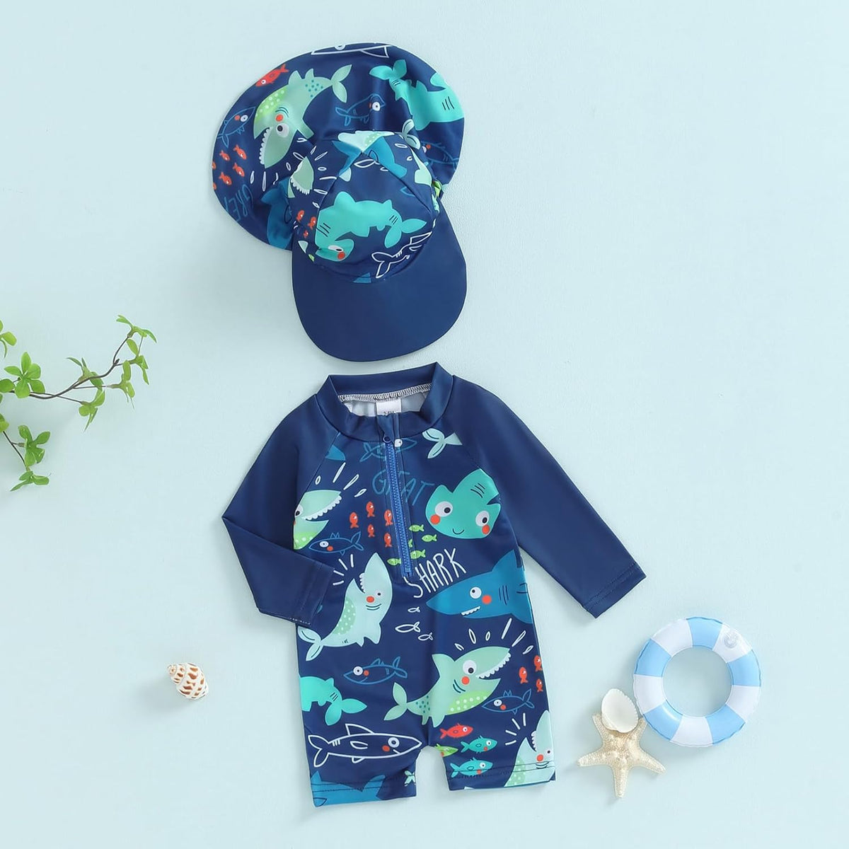 Hnyenmcko Baby/Toddler Boy Rash Guard Swimsuit Long Sleeve One Piece Zipper Swimwear Sunsuit Infant