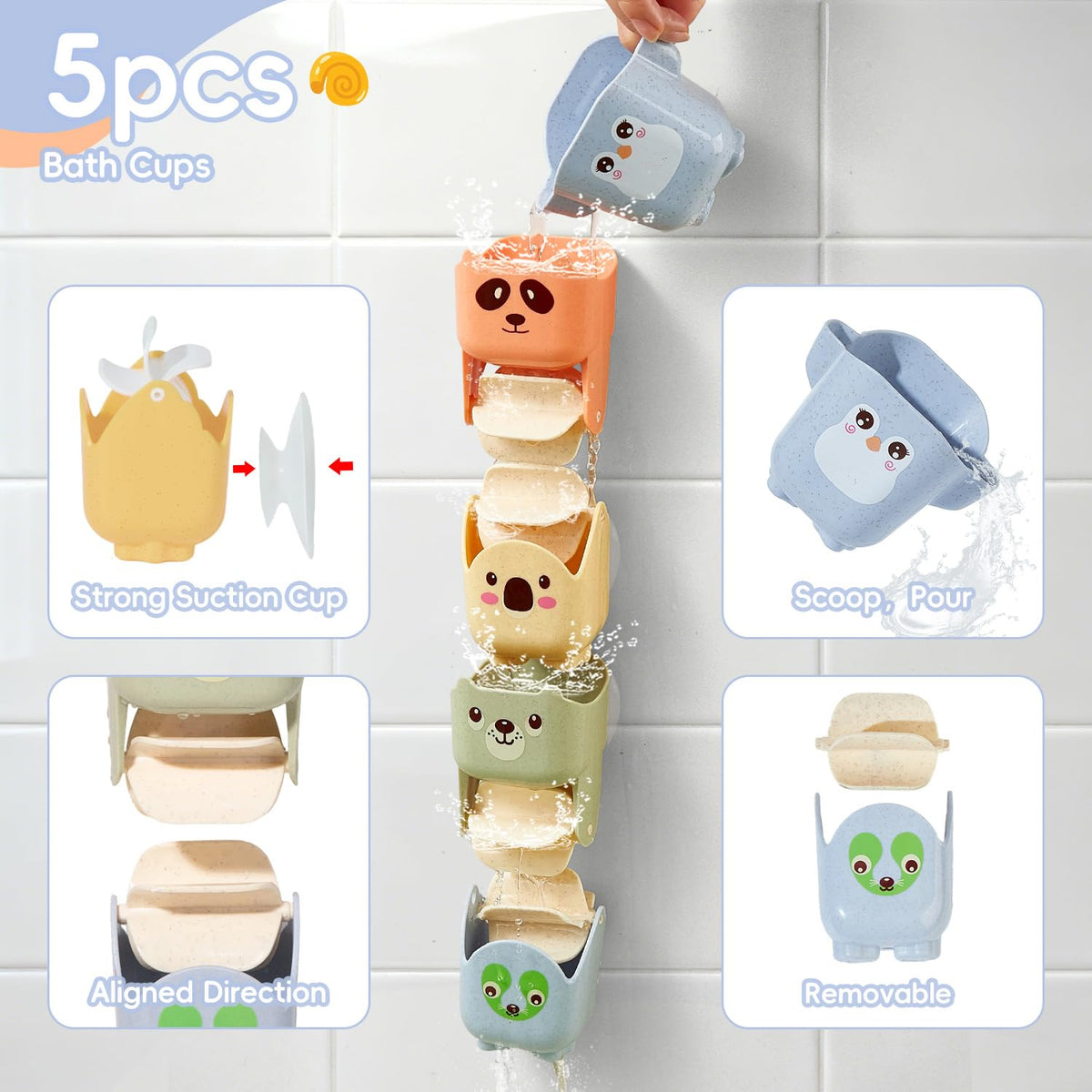 Baby Bath Toys for Kids Ages 1-3, 14 Pack Mold Free Bath Toys Toddlers 2-4 Bathtub Toys with