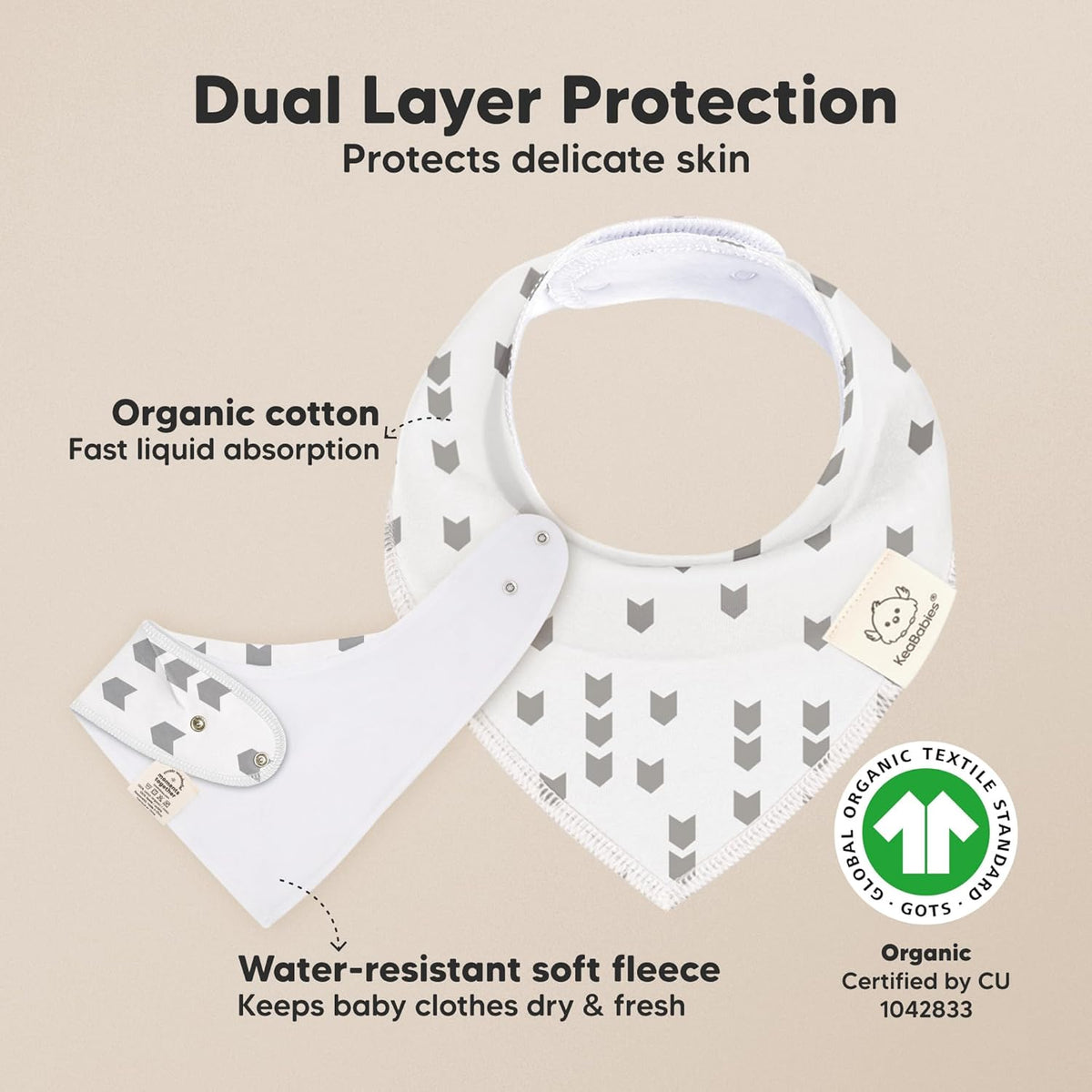 8-Pack Organic Baby Bandana Bibs for Boys, Girls - Super Absorbent Triangle Baby Bibs for Drooling