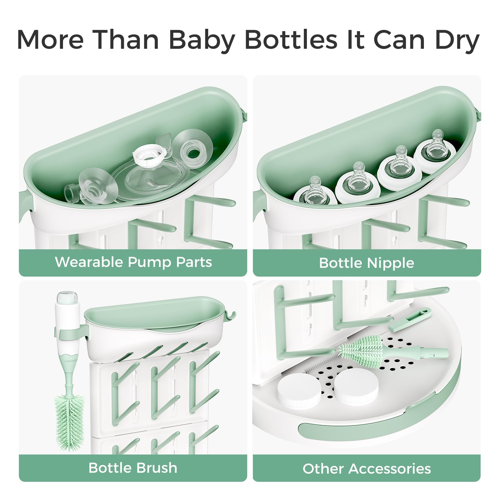 Momcozy Baby Bottle Drying Rack, 18 Bottles Vertical Space Saving