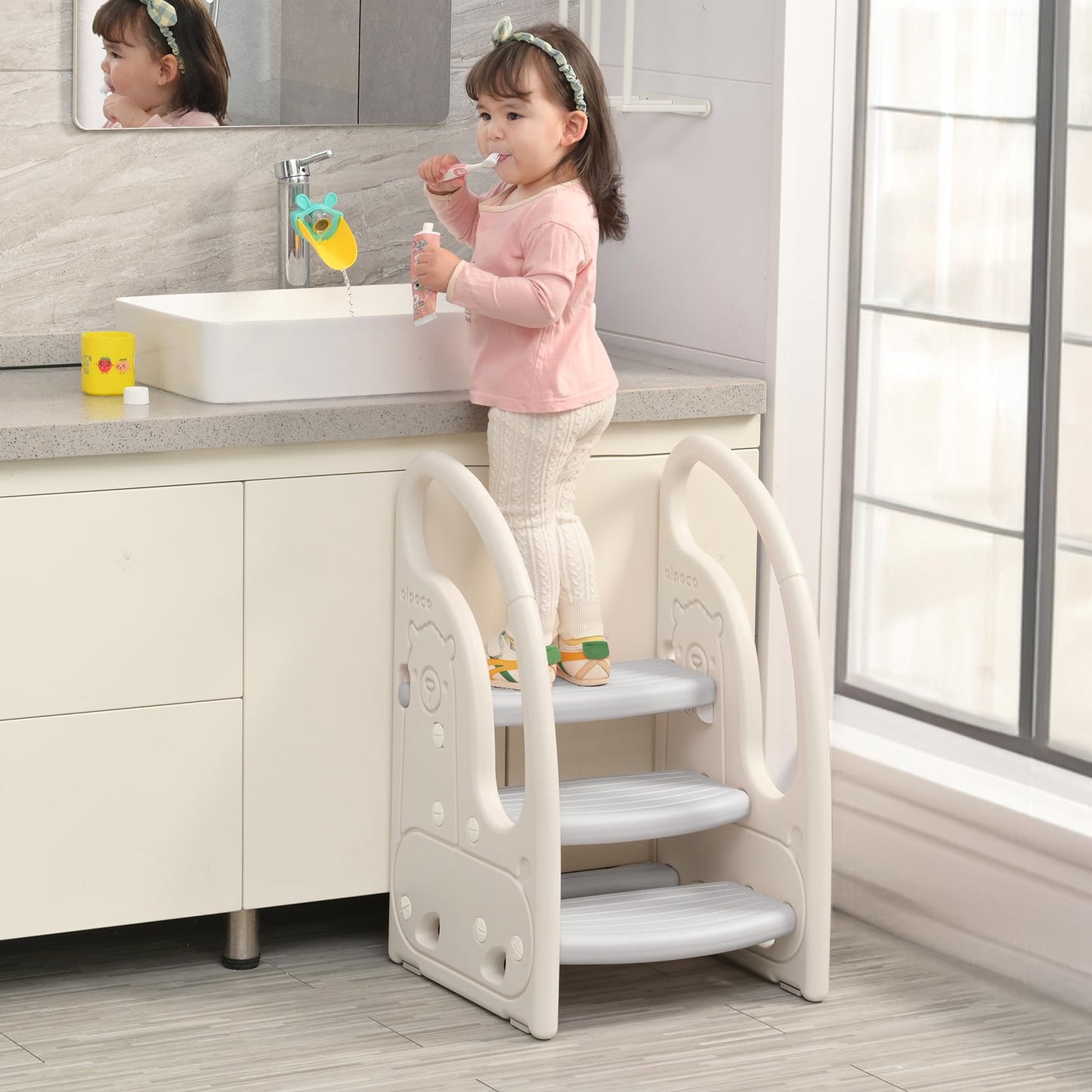 Toddler 3 Step Stool Onasti Kids Standing Tower for Toddlers Plastic Learning Helper Stool for