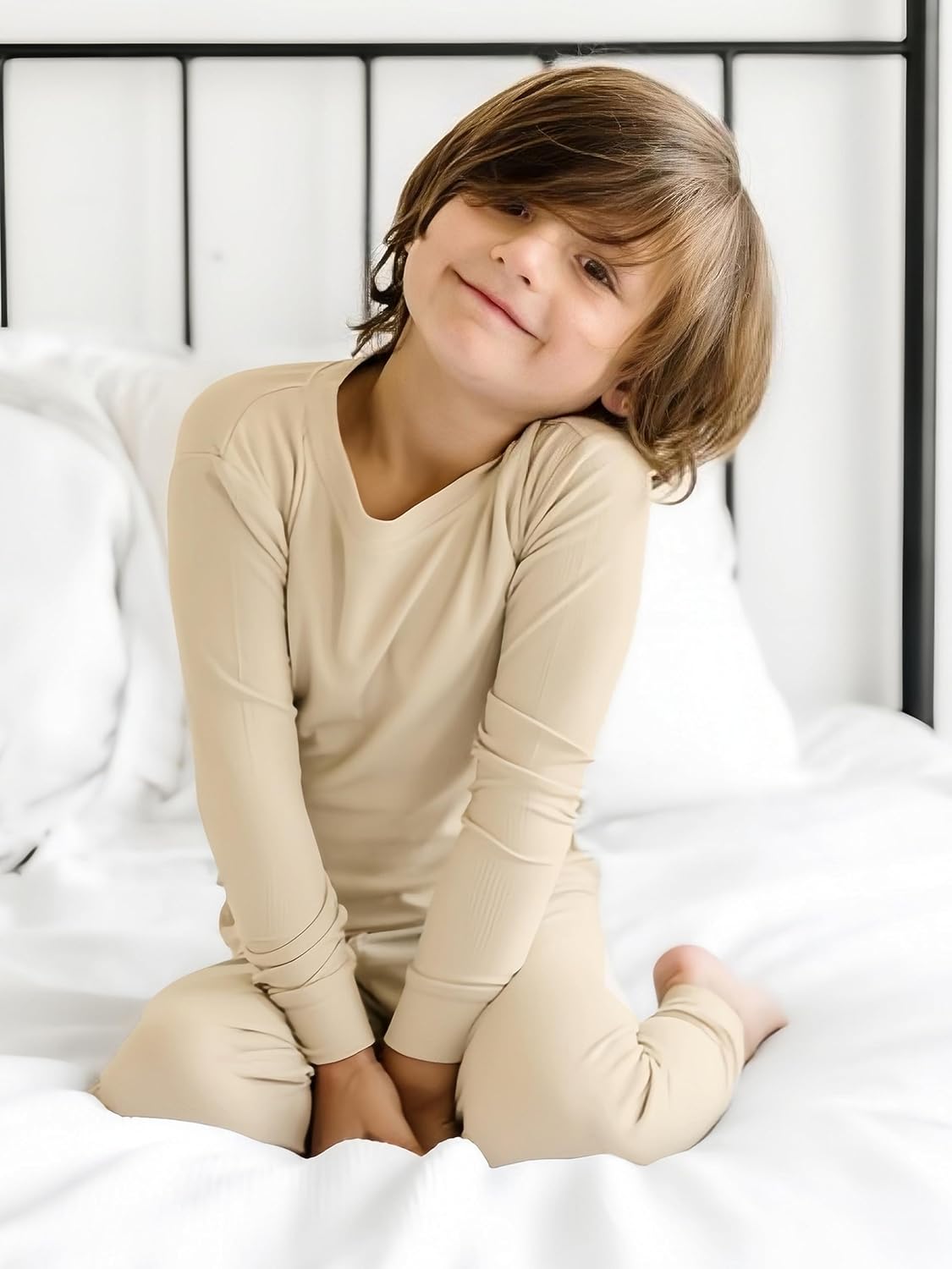 BABY 2T-10Y Toddler Kids Girls Boys Soft Comfy Viscose 2pcs Set Long Sleeve Plain Shirts and Pants
