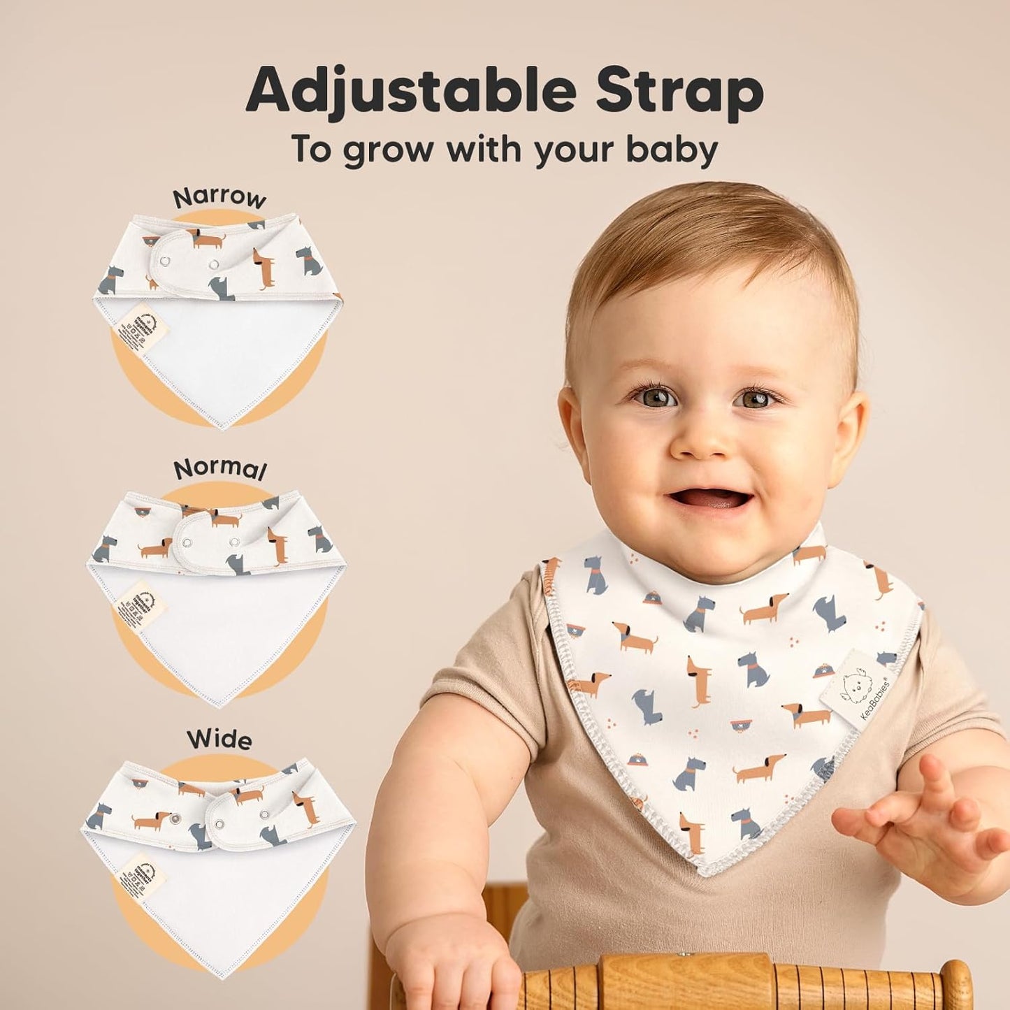 8-Pack Organic Baby Bandana Bibs for Boys, Girls - Super Absorbent Triangle Baby Bibs for Drooling