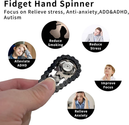 Chain Gear Fidget Spinner, Metal Sprocket Chain Fidget Toy, Stress Anxiety Relief Fidget Toy, Bike
