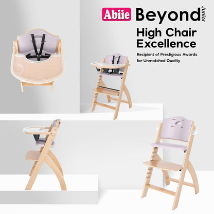 Abiie Beyond Junior Wooden High Chair with Tray - Adjustable and Convertible High Chair for Babies