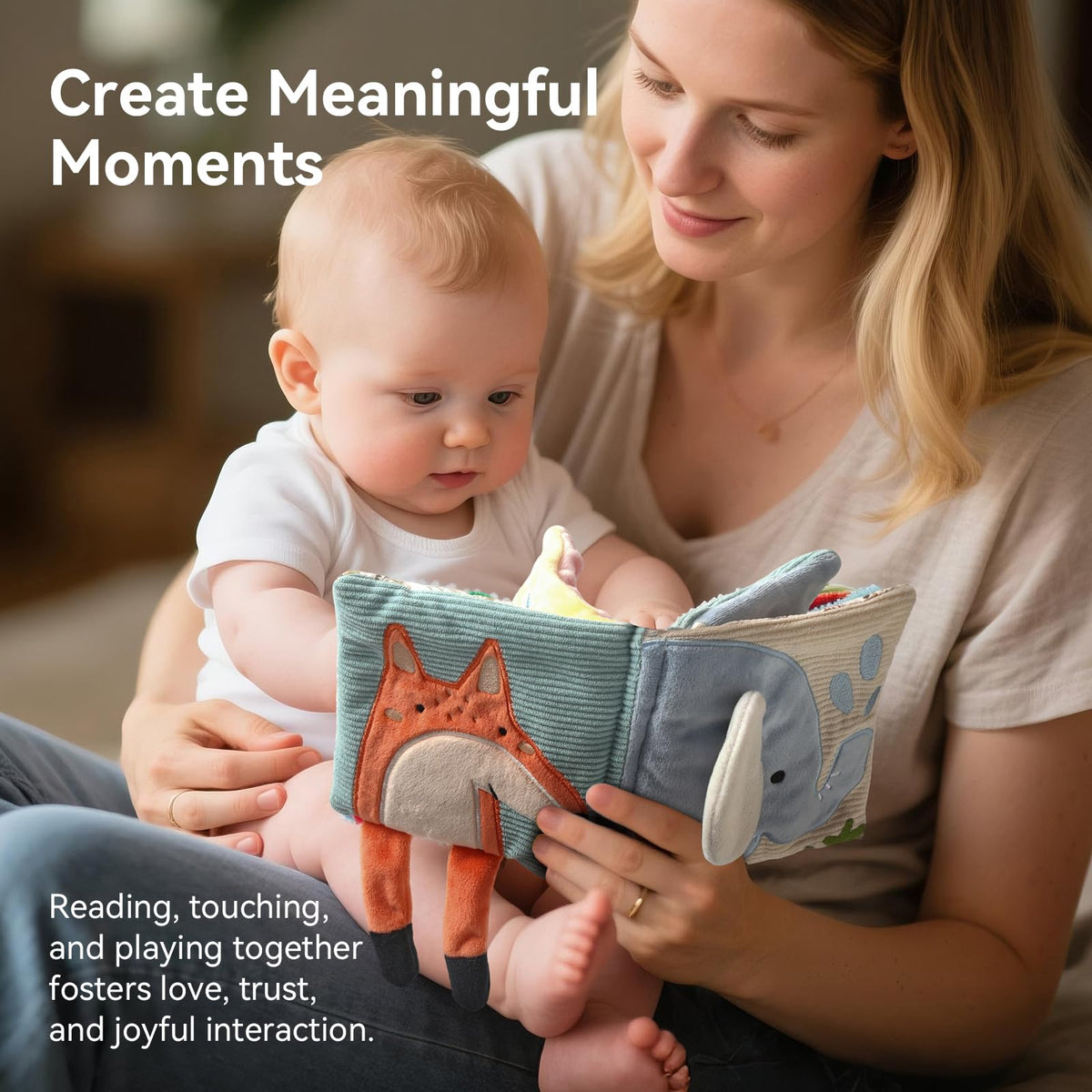 Macabaka Montessori Soft Baby Book - Sensory Book for Babies 0-12 Months with Crinkle Paper, Touch