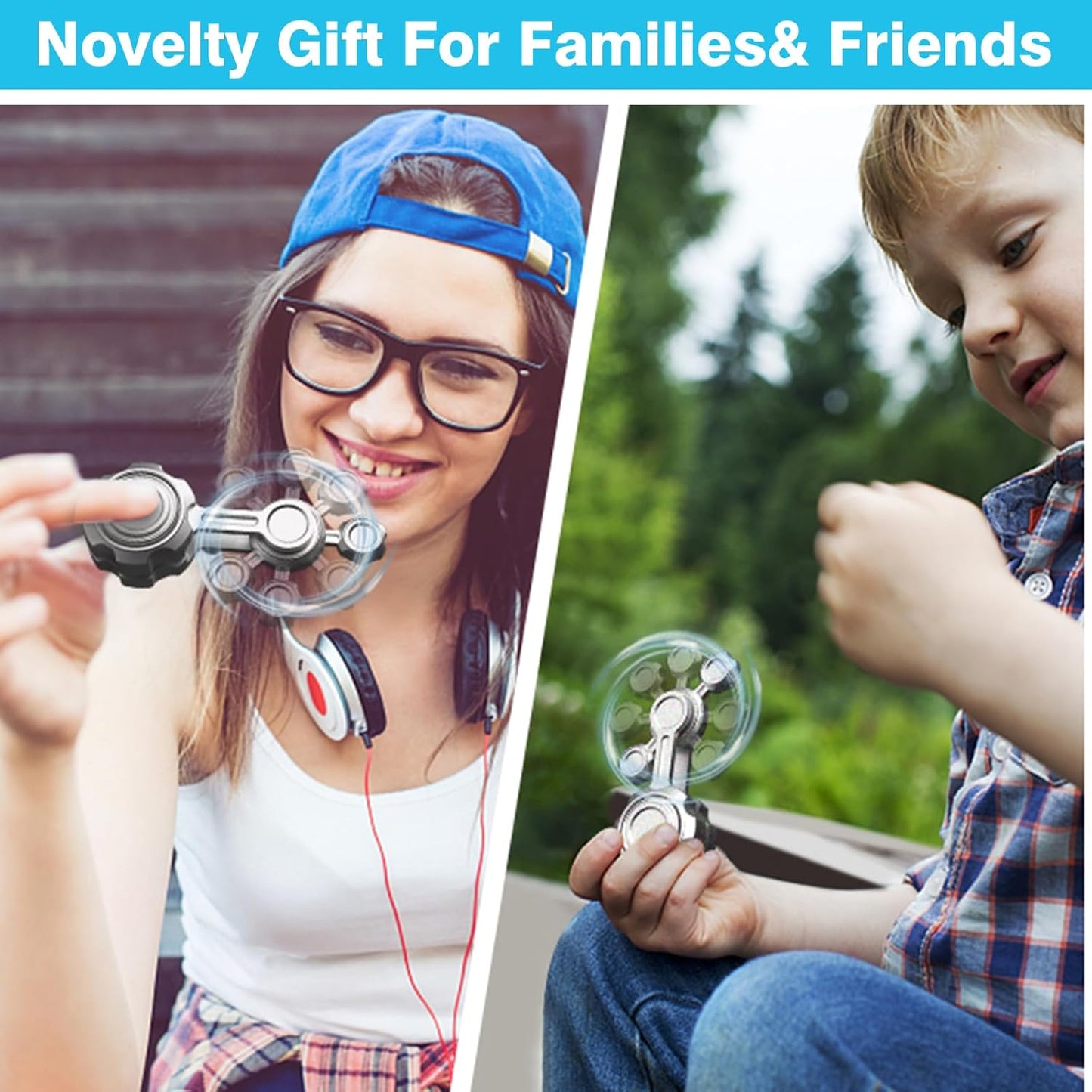 Cool Infinity Gear Gravity Fidget Spinner Metal Toy for Kids Adults, Chaos Flippy Fidget Chain