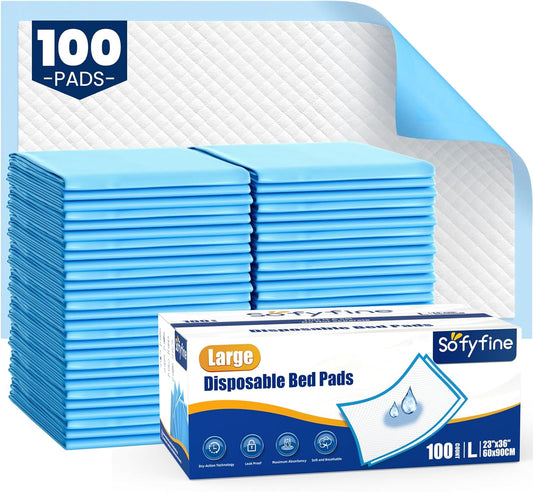 100 Count Disposable Beds Pads,23"x36" Waterproof Adults Incontinence Chucks Underpads,Absorbent