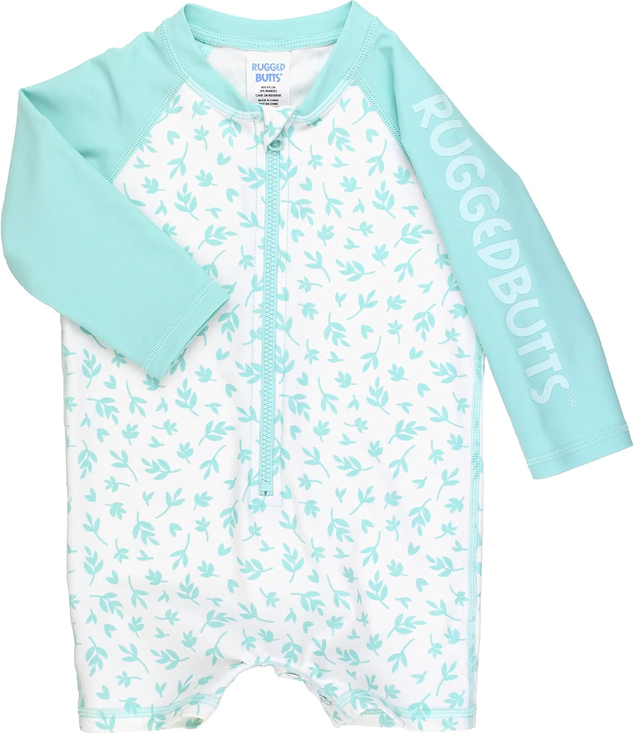 RUGGEDBUTTS Baby/Toddler Boy Swimsuit, One Piece Zipper Rash Guard Sunsuit with UPF 50+ Sun