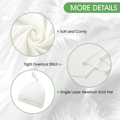 iEvolve Cotton Knitted Baby Swaddle Blanket with Hat Headband Set Newborn Swaddle Wrap Receiving