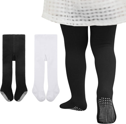 Zando Baby Girls Tights Cozy Cotton Infant Non Slip Grip Leggings Toddler Solid Knit Pantyhose Warm