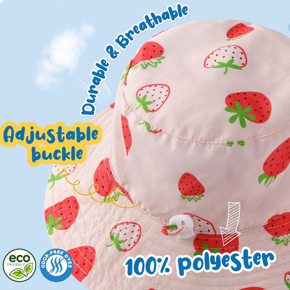 Baby Sun Hat Kids Summer UPF 50+ Toddler Bucket Hat Wide Brim Adjustable Beach Hats for Boys Girls