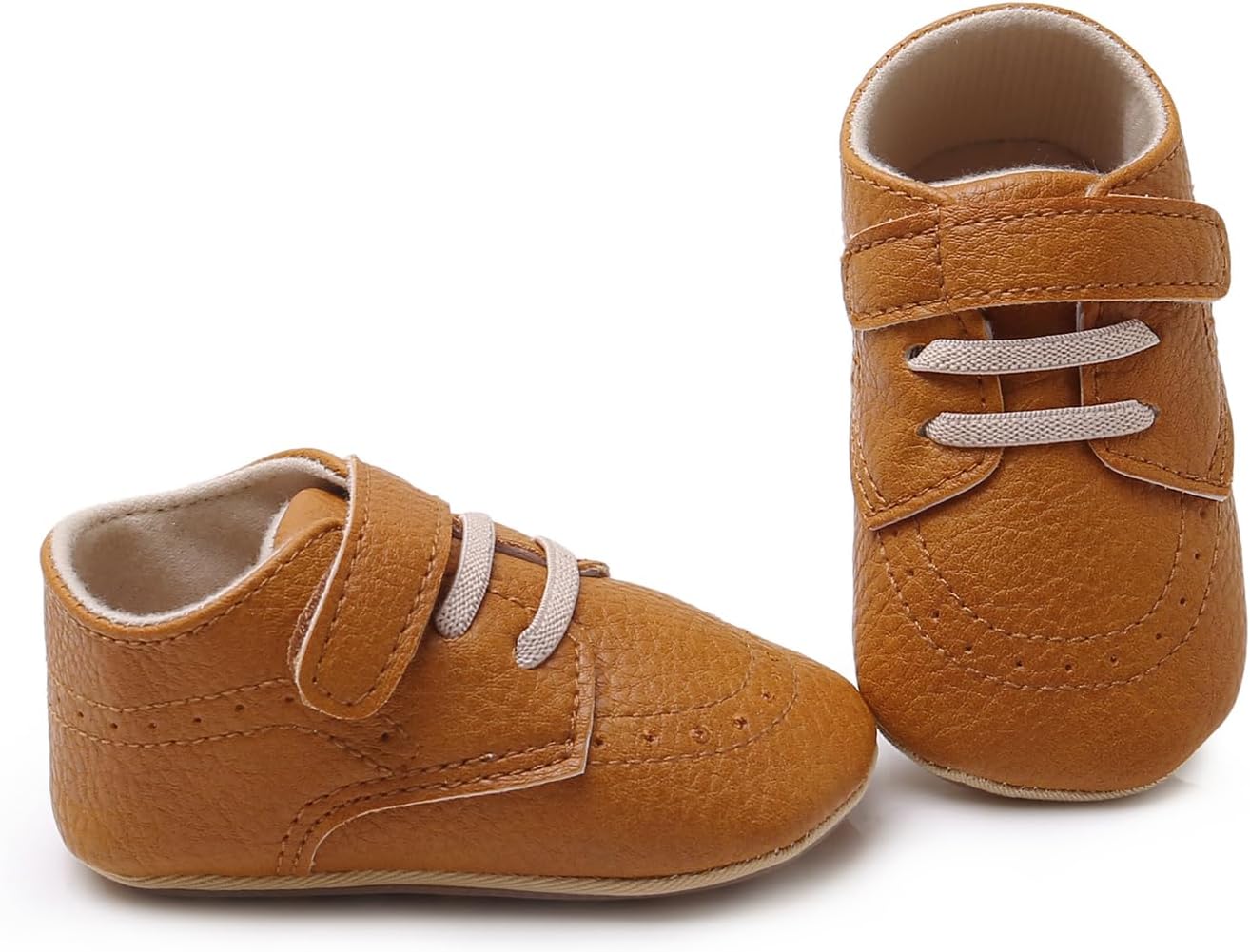 SOFMUO Baby Boys Girls High Top Ankle PU Leather Sneakers Soft Rubber Sole Infant Moccasins Newborn