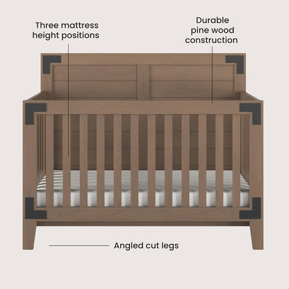 Child Craft Lucas 4-in-1 Convertible Crib, Baby Crib Converts to Day Bed, Toddler Bed and Full Size