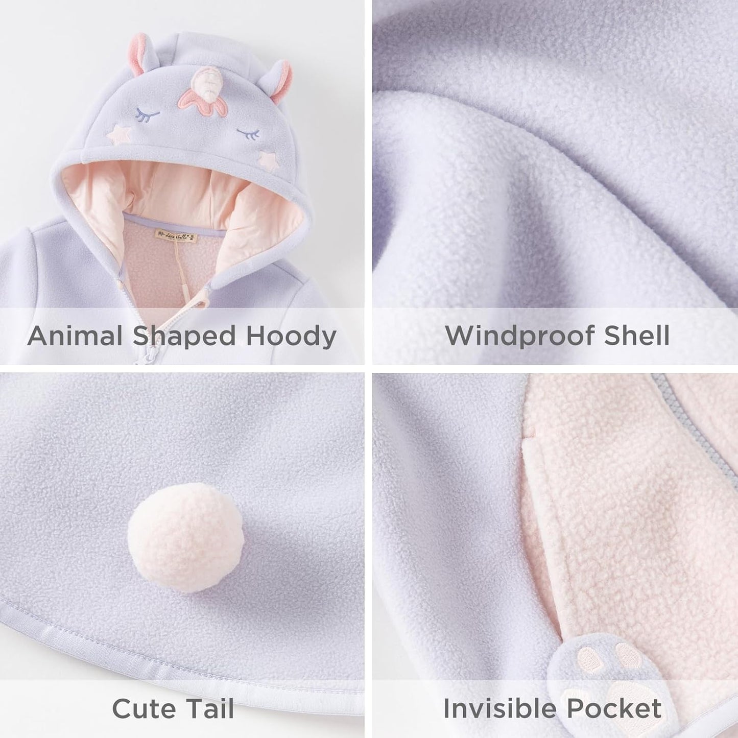 DAVE&BELLA Toddler Fleece Jacket, Baby Boys Girls Animal-shaped Hooded Zipper Long Sleeve Warm