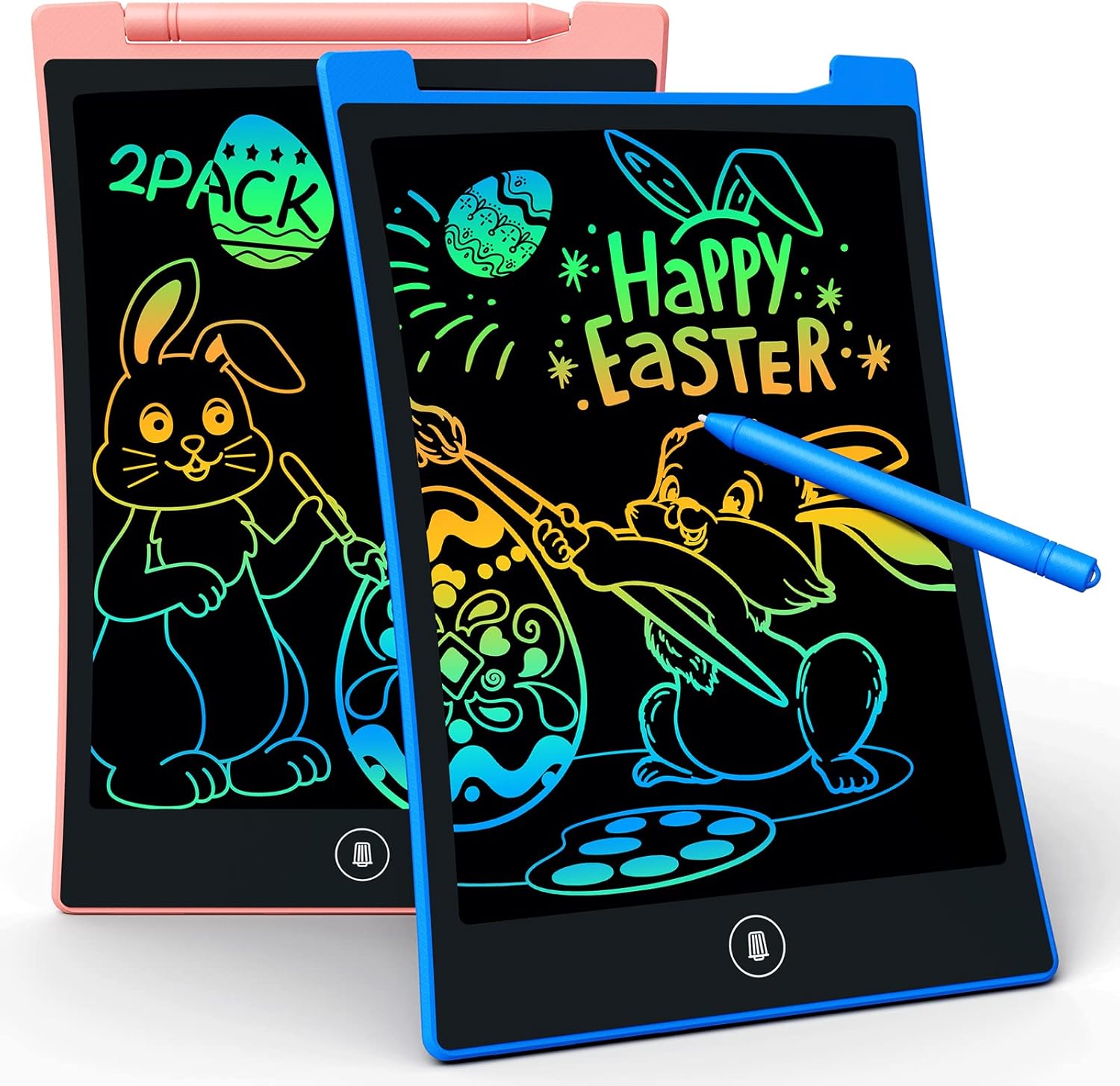 KOKODI Kids Toys 2 Pcs 10 Inch LCD Writing Tablet, Colorful Toddler Drawing Pad Doodle Board
