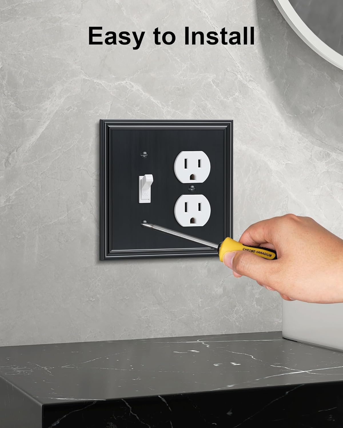 2-Pack Combo Toggle/Duplex Light Switch Cover Plate, Black Wall Outlet Cover Plate, Decorative Wall