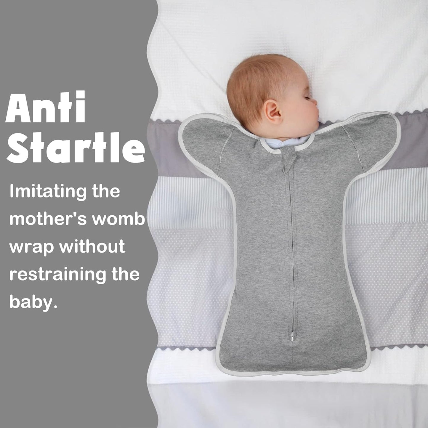 2 Pack Transition Swaddle with 2 Way Zipper, 2 in 1 Arms in/Out Transitional Arms Up Swaddle, 100%