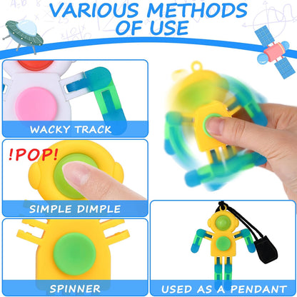 24Pcs Pop Fidget Spinners Bulk - Deformable Astronaut Fidget Spinner Keychain Robot Gyro Fidget