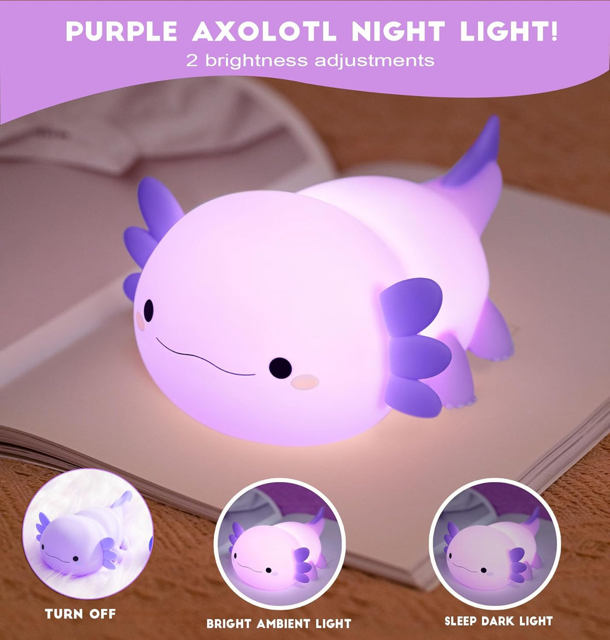 DREAMING MY DREAM Axolotl Night Light for Kids,Cute Axolotl Gifts lamp Rechargeable Light Table