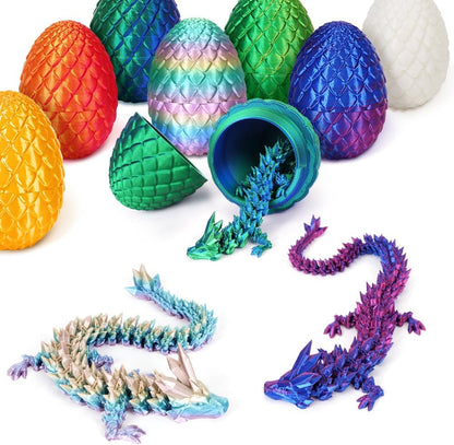 3D Printed Dragon Egg, Mystery Crystal Dragon Egg Fidget Toys Surprise, Articulated Crystal Dragon