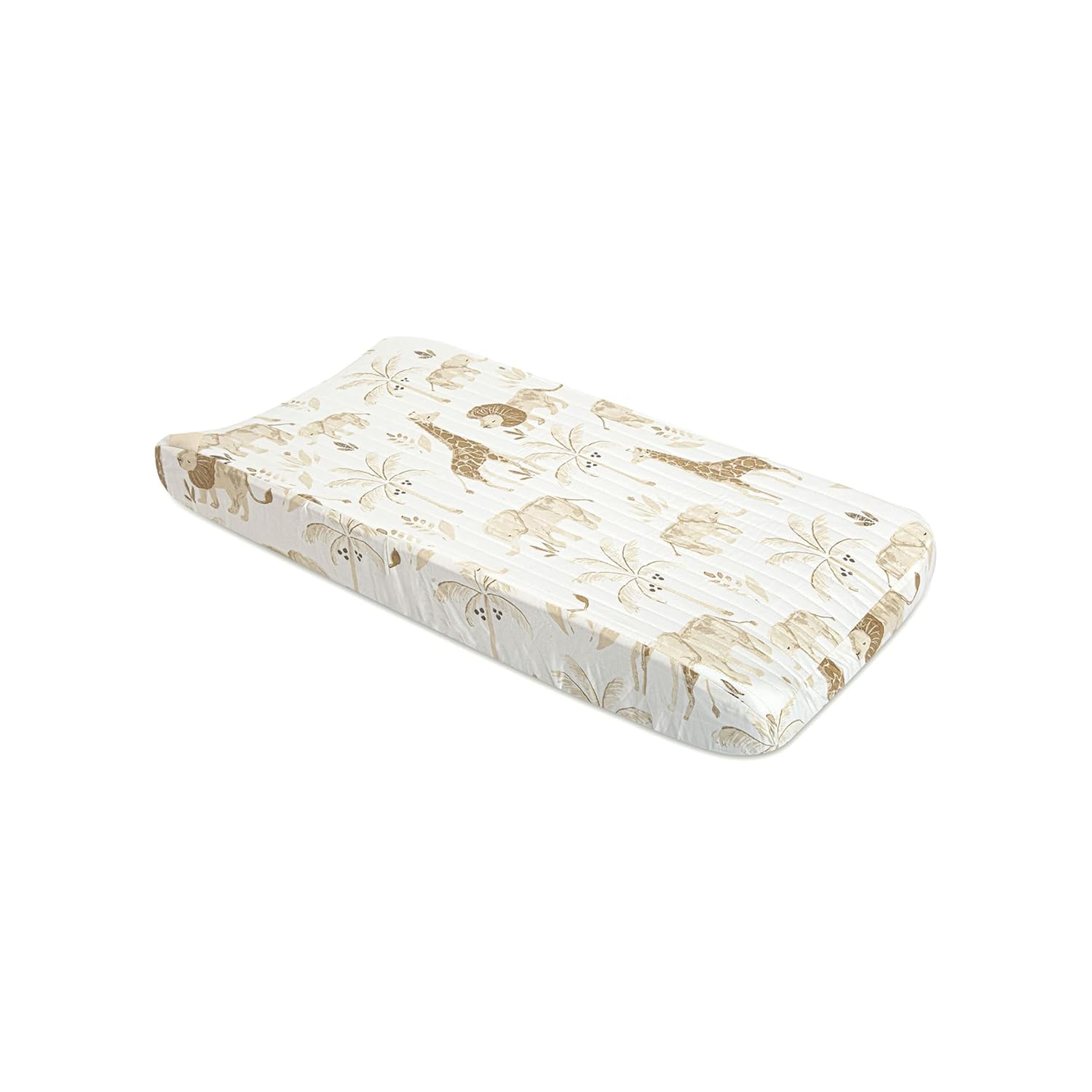Crane Baby Jungle Theme Changing Pad Cover, 100% Cotton, Quilted Design, Machine Washable, Elastic