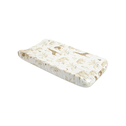 Crane Baby Jungle Theme Changing Pad Cover, 100% Cotton, Quilted Design, Machine Washable, Elastic