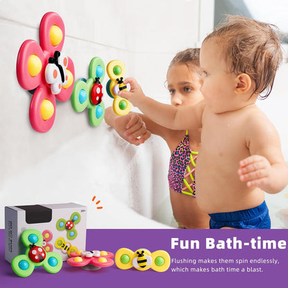 LiKee Strong Suction Cup Fidget Spinnerz Sensory Bath Toys for Baby 12 18 Months Airplane Car