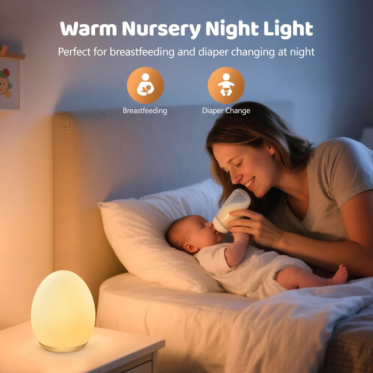 MediAcous Night Light for Kids, 7 Colors Changing Egg Light for Nursery