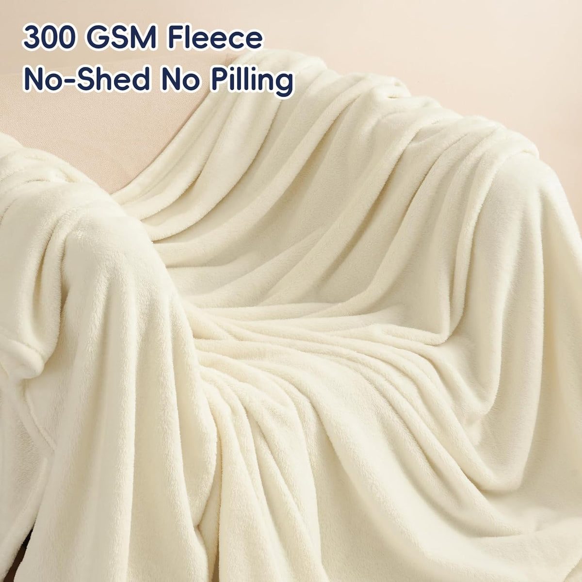 PHF Ultra Soft Fleece Blanket King Size, No Shed No Pilling Luxury Plush Cozy 300GSM Lightweight