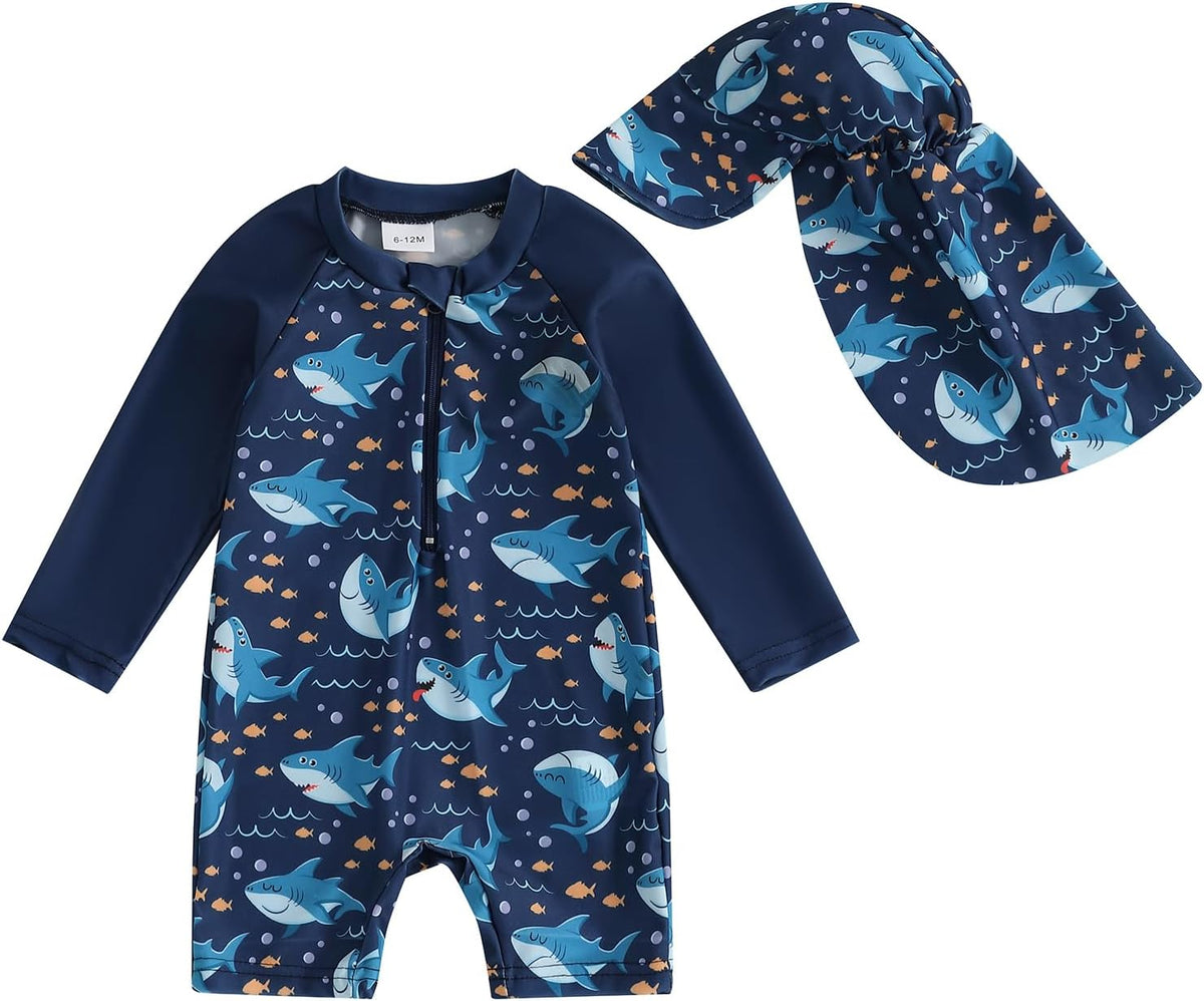 Hnyenmcko Baby/Toddler Boy Rash Guard Swimsuit Long Sleeve One Piece Zipper Swimwear Sunsuit Infant