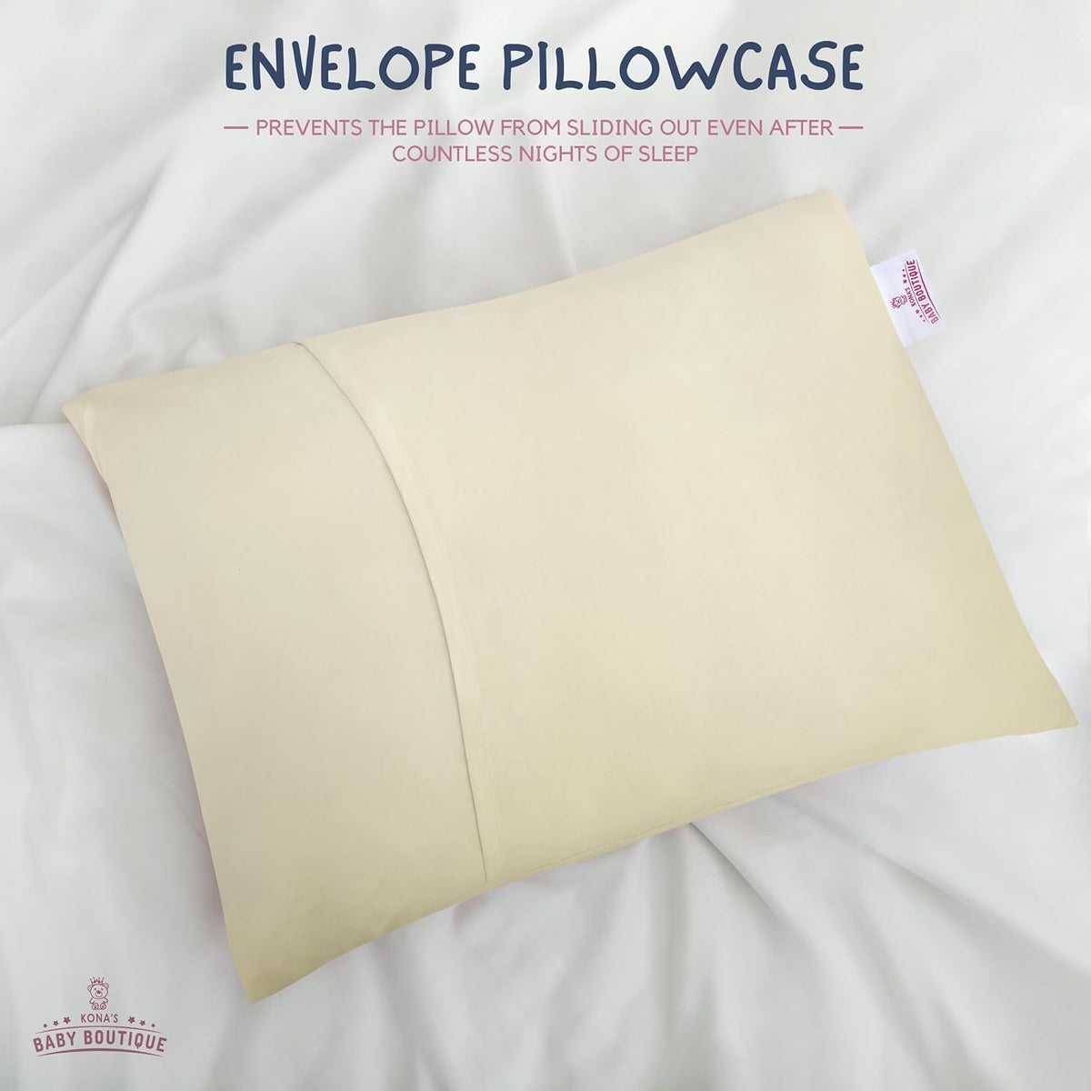 Creamy Yellow - Kona's Perfect Toddler Pillow with Softest Toddler Pillowcase - 13 x 18 inch