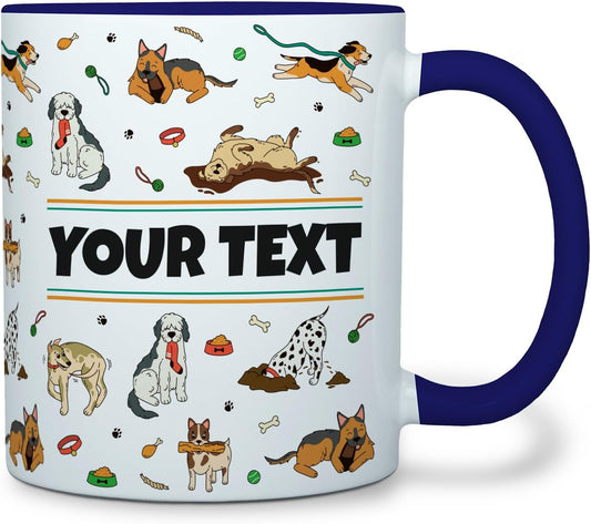 Personalized Mug for Kids - Dogs - Custom Name/Text, Ceramic Hot Chocolate/Cocoa/Coffee Cup for