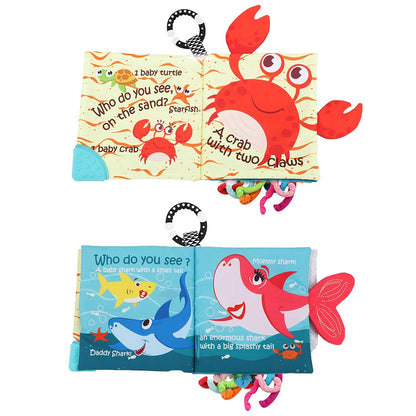 Fish Baby Books Toys, Touch Feel Cloth Crinkle Books for Babies,Baby Infant Toys 0-6, 6-12, 12-18