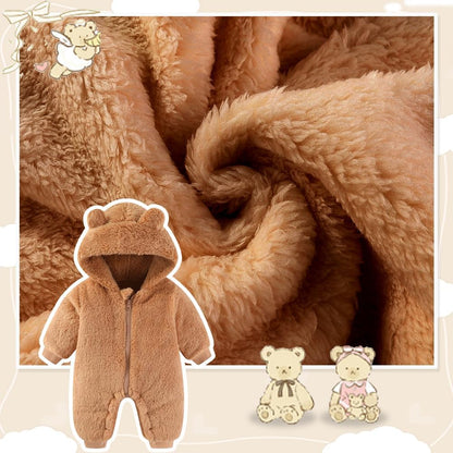 UVIPC Baby Newborn Bear Outfit Fleece Snowsuit Winter Clothes Hooded Jumpsuit Romper for Baby boy
