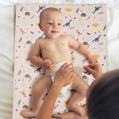 Vegan Leather Baby Changing Mat - Wipeable Portable Changing Pad, Foldable Travel Changing Mat for