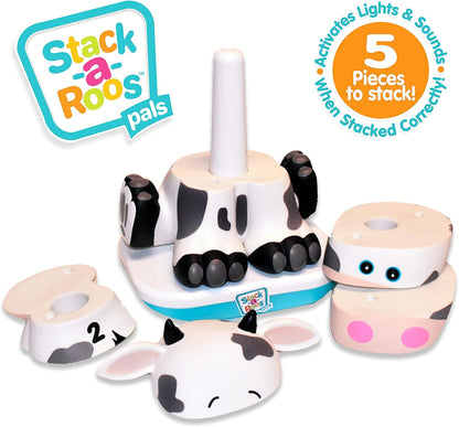 Stack-a-Roos Baby Cow by Salus Brands - Animal Stacking Toy, Educational Early Learning Toy for