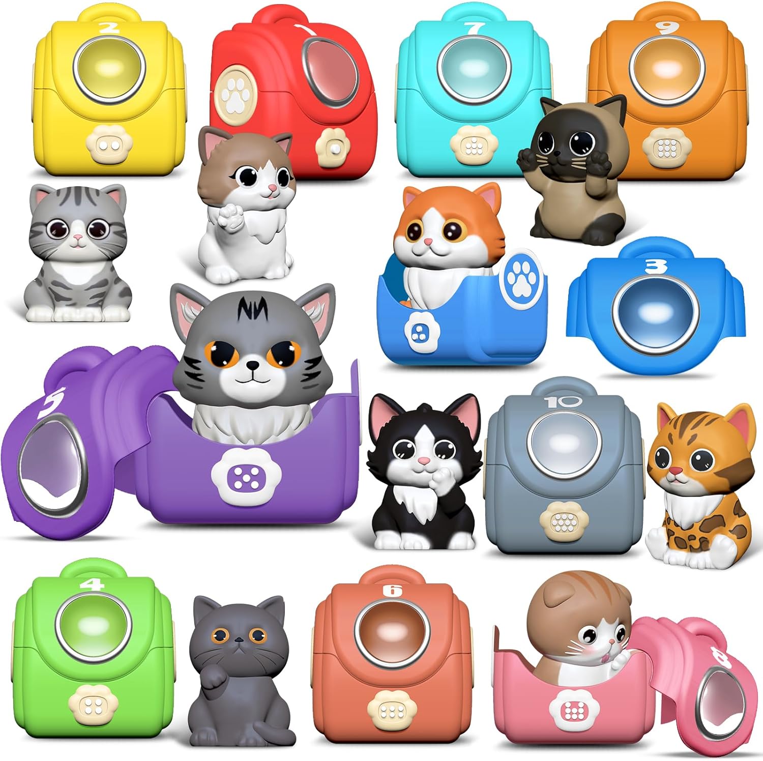 Learning Toy for Toddlers 1 2 3 Year Old, 20 Pcs Cat Toys for Kids, Counting, Matching & Sorting