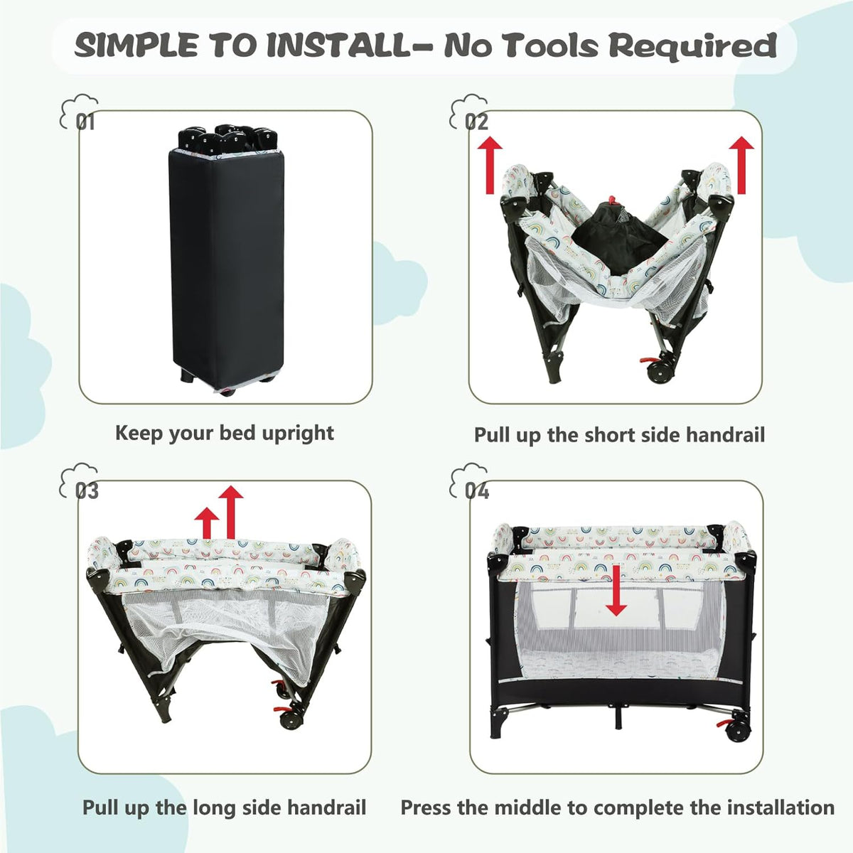 Kinder King 4 in 1 Portable Nursery Center, Foldable Baby Bedside Crib w/Bassinet, Infant Pack n